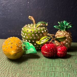 Colorful fruit medley trinket boxes with rhinestones